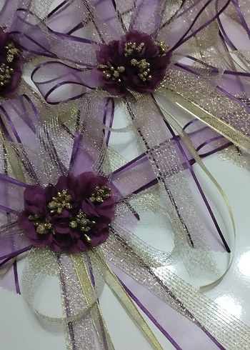 Mor Parlak Kurdeleli Klasik Düğün Aksesuarı - Görsel 3