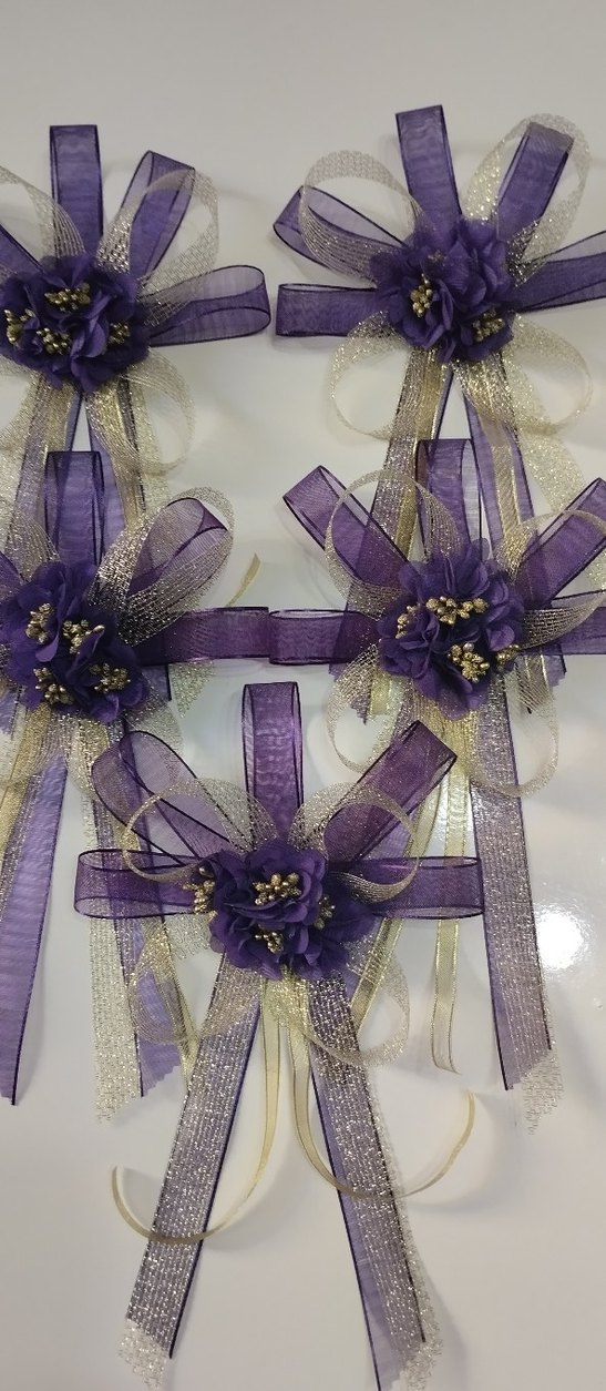Mor Parlak Kurdeleli Klasik Düğün Aksesuarı - Görsel 4
