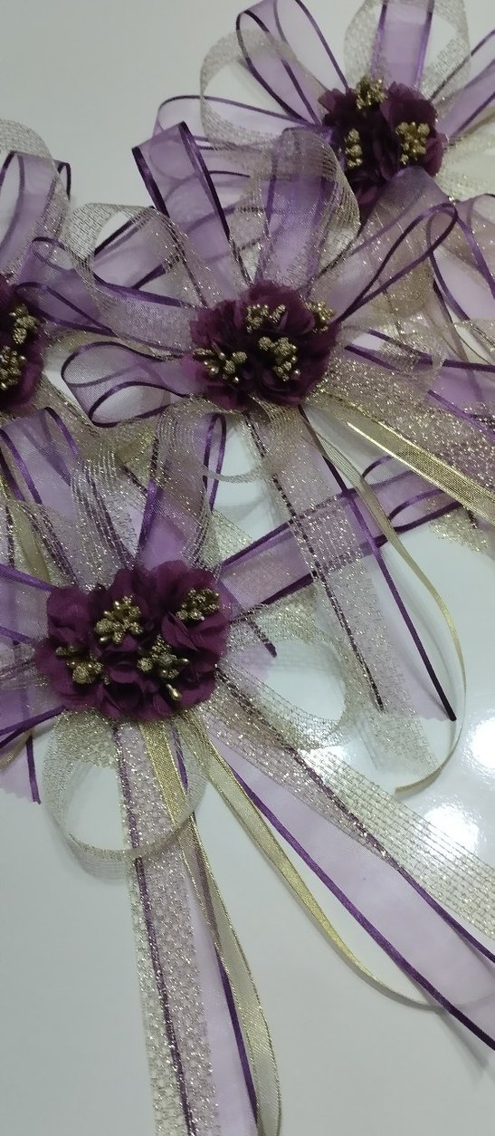 Mor Parlak Kurdeleli Klasik Düğün Aksesuarı - Görsel 3