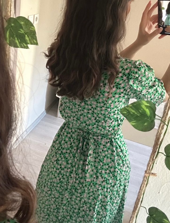 Yeşil Midi Elbise - Görsel 3