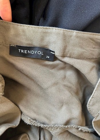 Haki V Yakalı Düğmeli Midi Elbise - Görsel 5