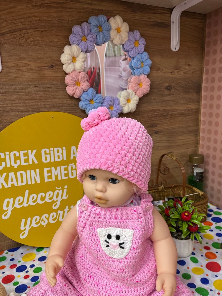 Pembe Örgü Şapkal - Görsel 2