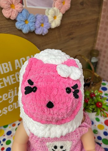Pembe Leopar Desenli Örgü Çocuk Bere - Görsel 2