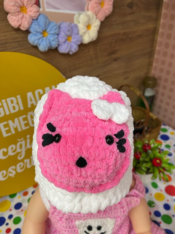 Pembe Leopar Desenli Örgü Çocuk Bere - Görsel 2