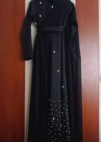 Özel dikim Siyah Taşlı Abiye Elbise - Görsel 5