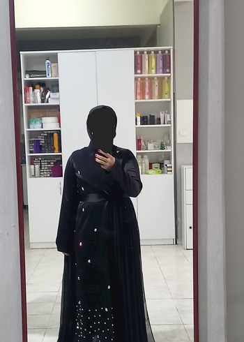 Özel dikim Siyah Taşlı Abiye Elbise - Görsel 7