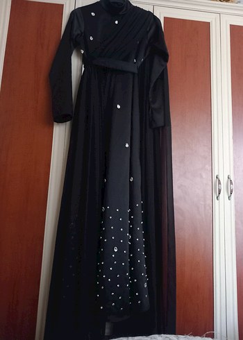 Özel dikim Siyah Taşlı Abiye Elbise - Görsel 4