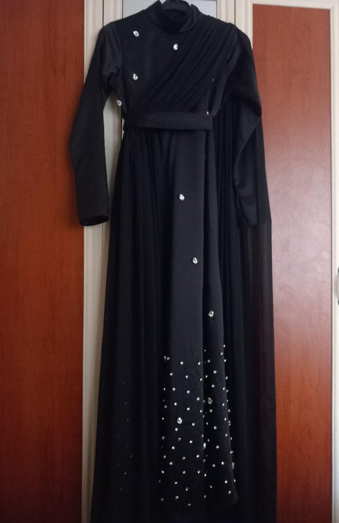 Özel dikim Siyah Taşlı Abiye Elbise - Görsel 5
