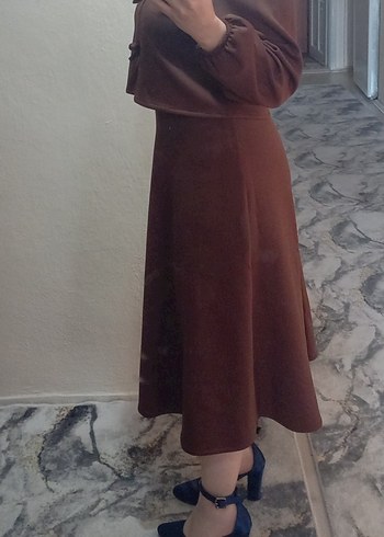 Kahverengi Scuba Takım Elbise - Görsel 2