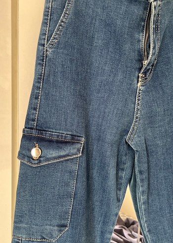 Kadın Mavi Bol Kesim Kot Pantolon - Görsel 2