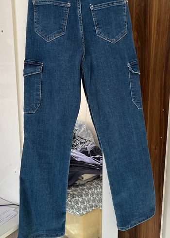 Kadın Mavi Bol Kesim Kot Pantolon - Görsel 3