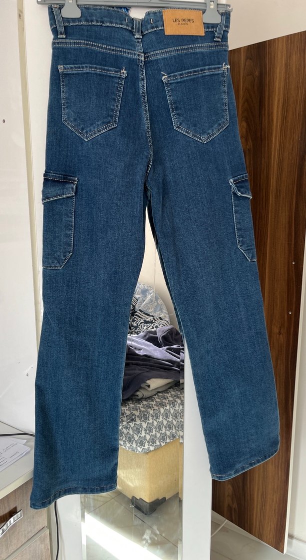 Kadın Mavi Bol Kesim Kot Pantolon - Görsel 3