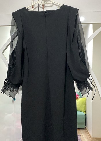 Uzun Siyah Gotik Kadın Abiye Elbise - Görsel 3