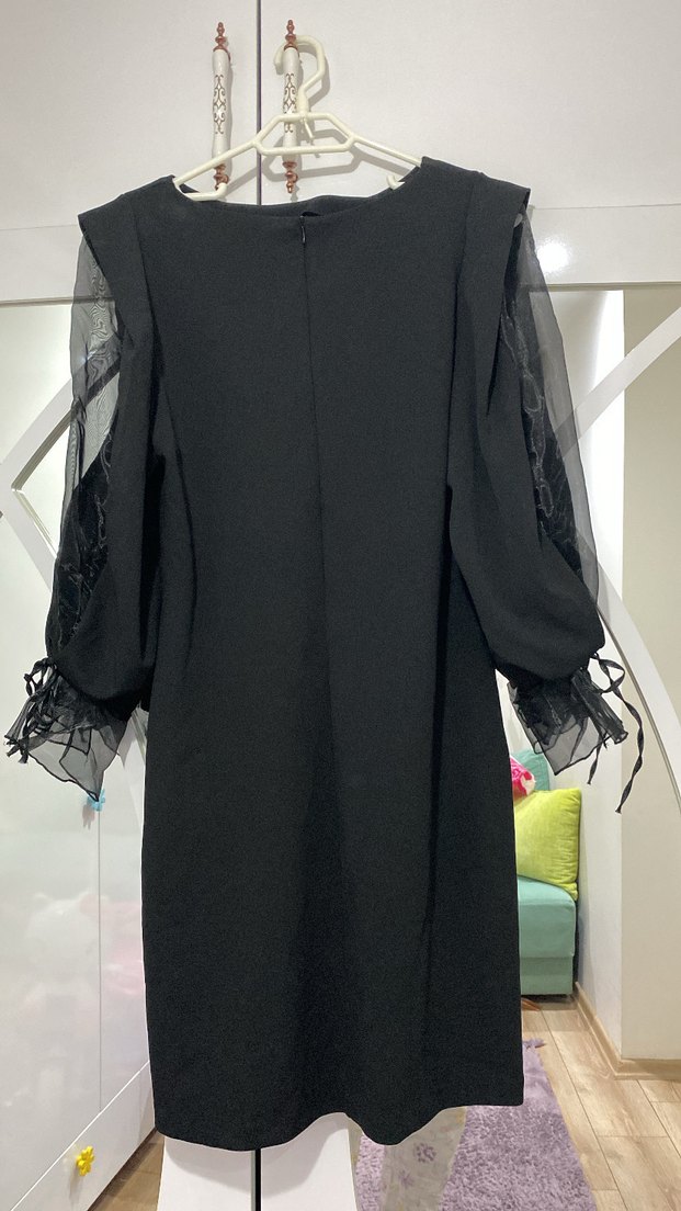 Uzun Siyah Gotik Kadın Abiye Elbise - Görsel 3