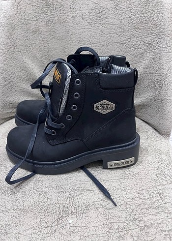 Siyah Tokalı Erkek kadın Biker Bot - Görsel 2