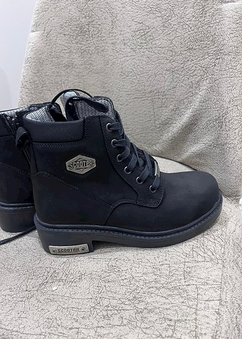 Siyah Tokalı Erkek kadın Biker Bot - Görsel 4