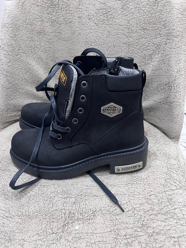 Siyah Tokalı Erkek kadın Biker Bot - Görsel 2