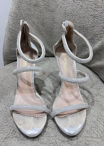 Gri Yılan Desenli Stiletto Topuklu Kadın Ayakkabı - Görsel 2