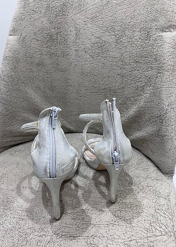 Gri Yılan Desenli Stiletto Topuklu Kadın Ayakkabı - Görsel 4