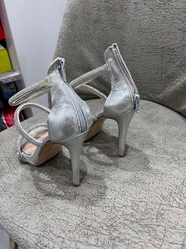 Gri Yılan Desenli Stiletto Topuklu Kadın Ayakkabı - Görsel 3