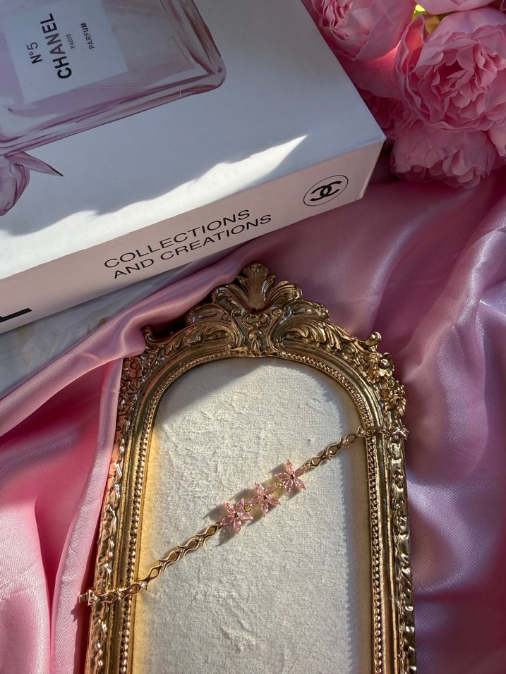 Çiçekli pembe Bohem Bileklik - Görsel 2