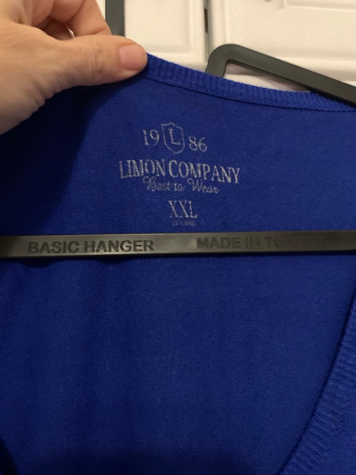 Kadın Mavi V Yaka Uzun Kollu Triko - Görsel 2