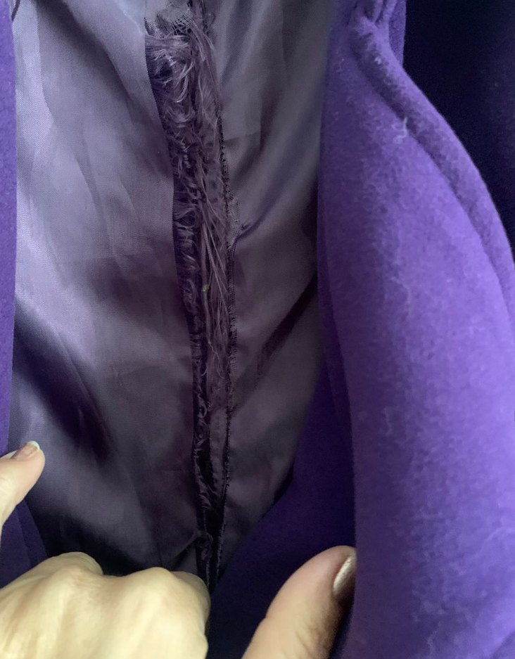 Mor düğmeli ve kemerli kadın kaban - Görsel 3