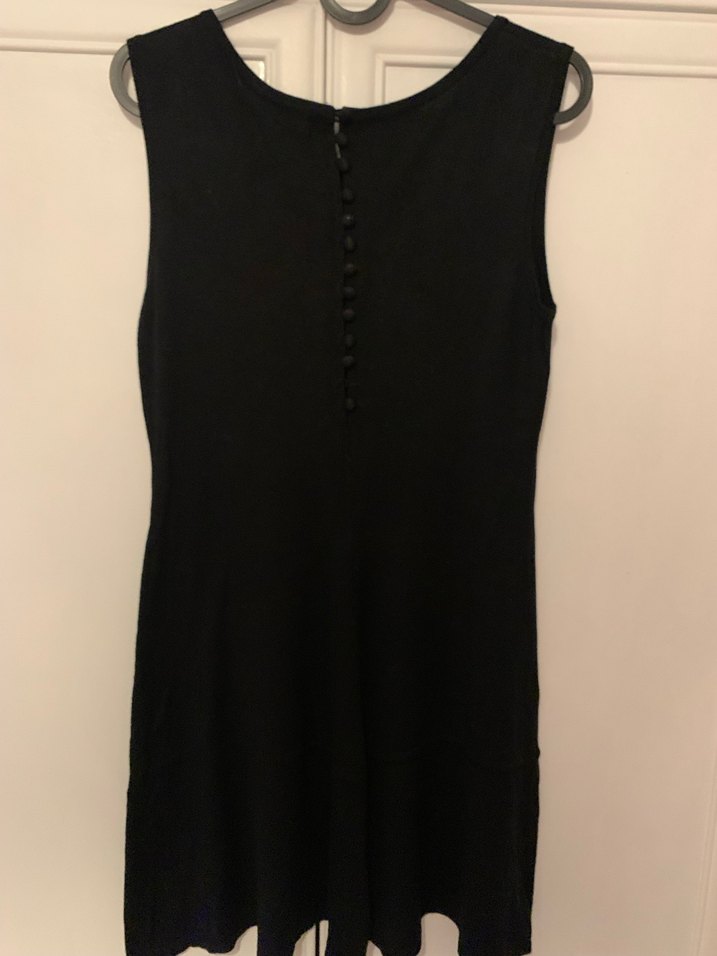 Siyah V Yaka Midi Kolsuz Elbise - Görsel 3