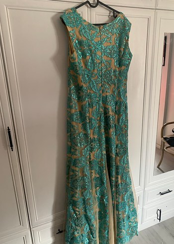 Turkuaz Yılan Desenli Uzun Bohem Elbise - Görsel 4
