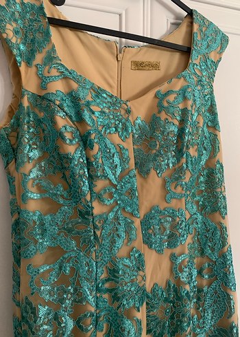 Turkuaz Yılan Desenli Uzun Bohem Elbise - Görsel 2