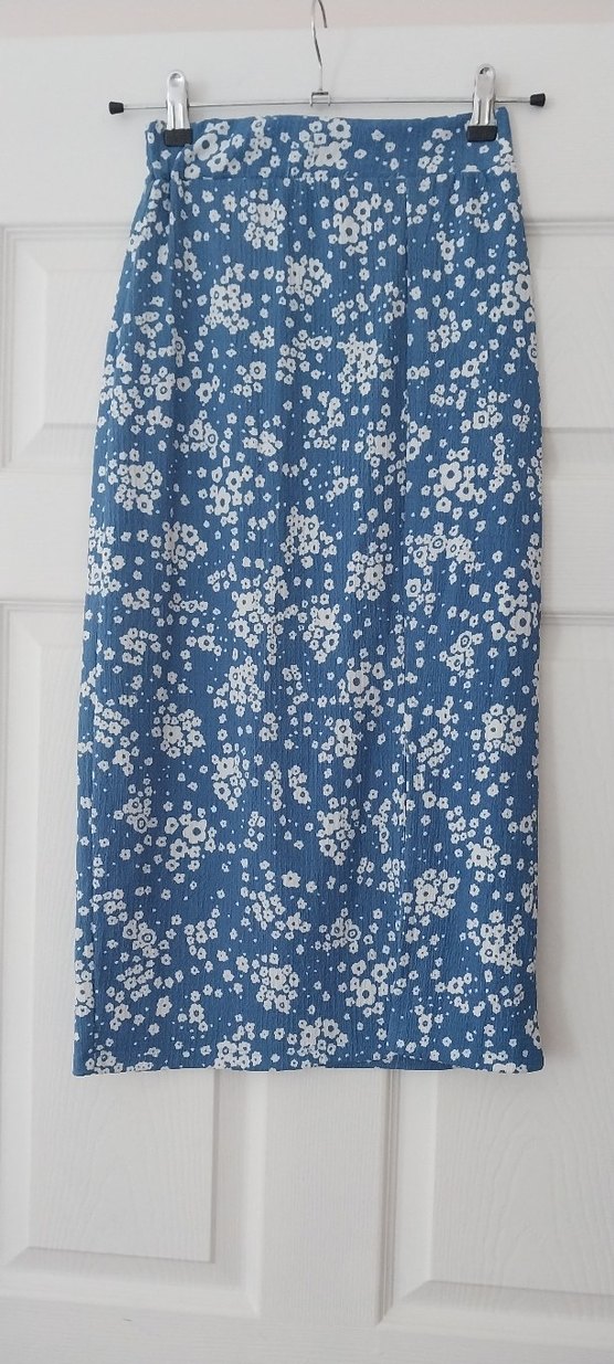 Mavi Çiçekli Mini Denim Elbise - Görsel 3