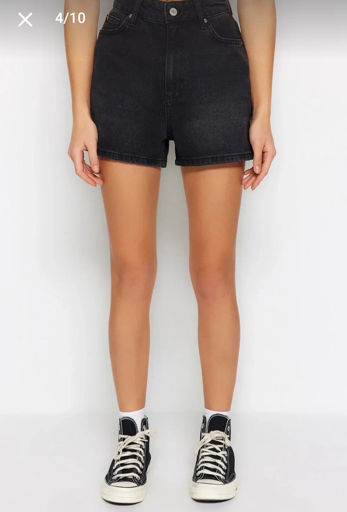 Siyah Mini Denim Şort - Görsel 2