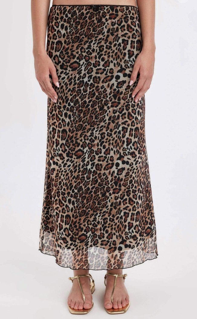 Leopar Desenli Midi Kadın Uzun Etek - Görsel 3