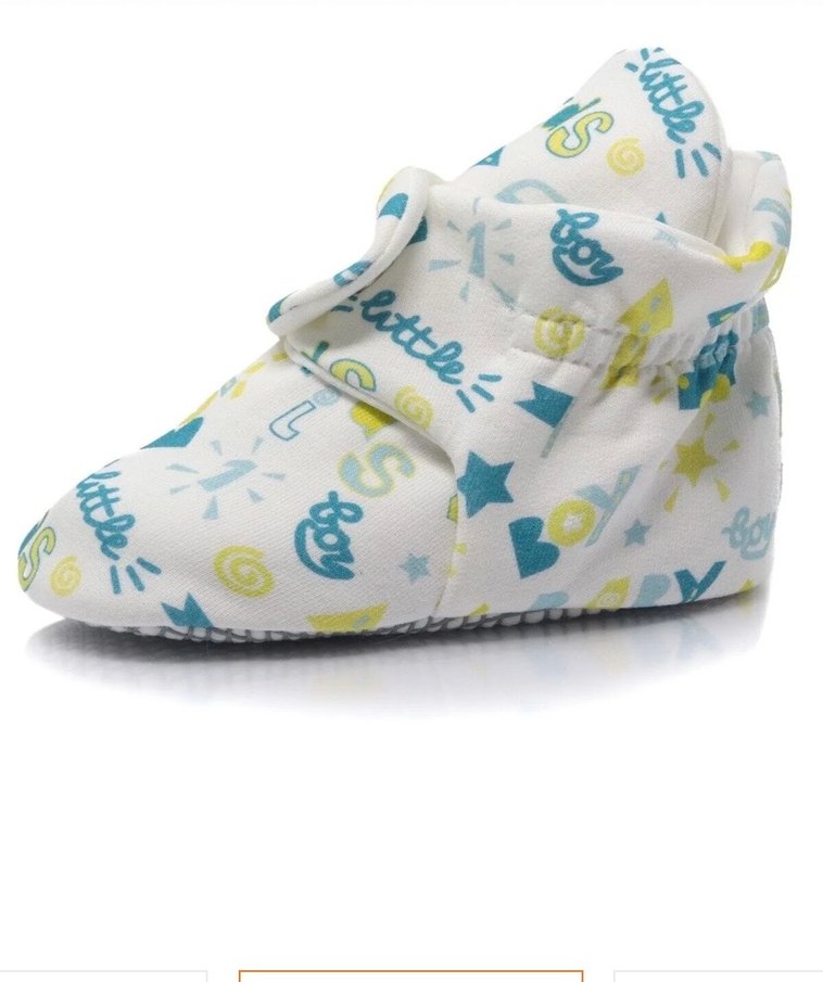 Düğmeli Beyaz Renkli Desenli Bebek Patik - Görsel 2