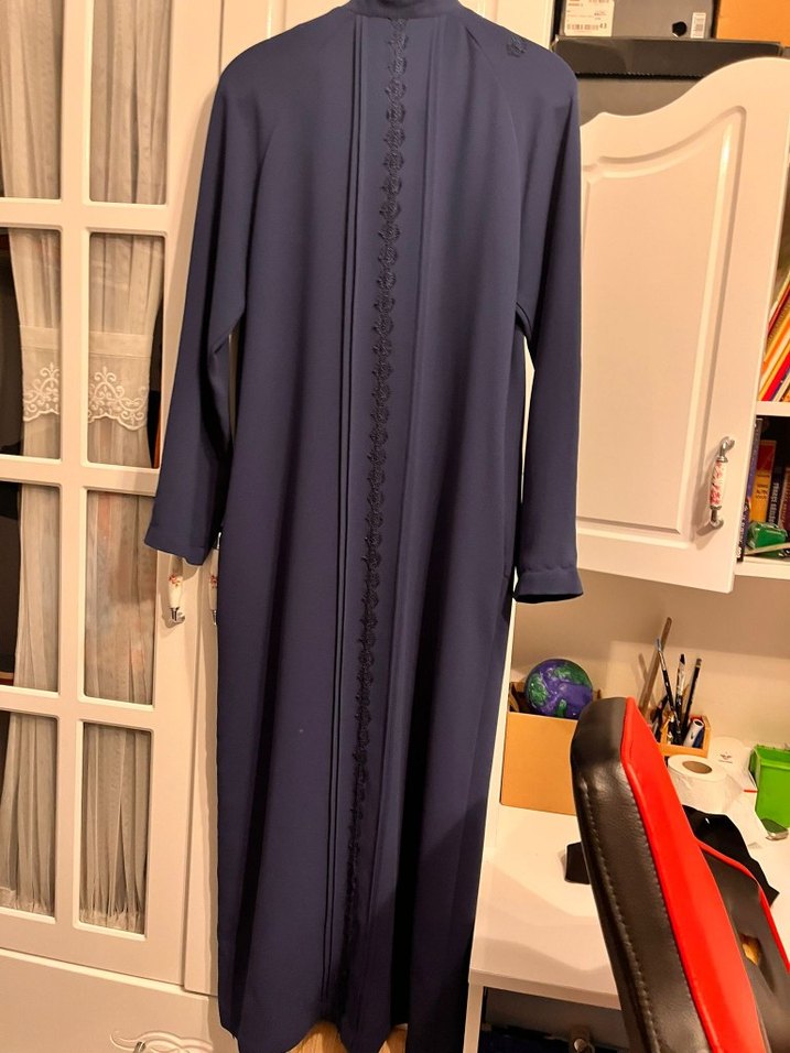 Kadın Uzun Kollu lacivert Uzun pardesü - Görsel 3