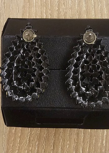 Küpe Siyah Taşlı - Görsel 2