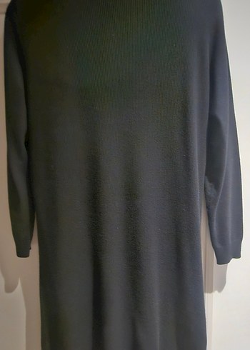 Triko Uzun Siyah Kadın Cepli Hırka - Görsel 2