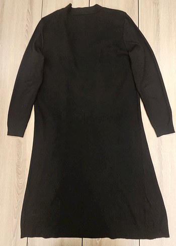 Triko Uzun Siyah Kadın Cepli Hırka - Görsel 8