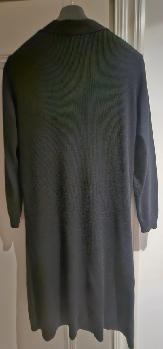 Triko Uzun Siyah Kadın Cepli Hırka - Görsel 2