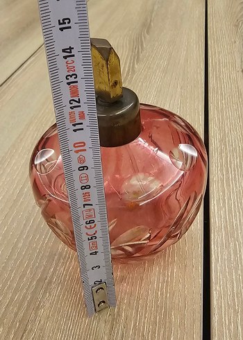 Vintage Dekorasyon/Koleksiyon Pembe Cam Kadın Parfüm Şişesi - Görsel 5