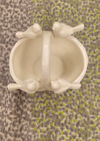 Dekoratif Aksesuar/ŞekerlikBeyaz Kuş Figürlü Seramik Obje - Görsel 4