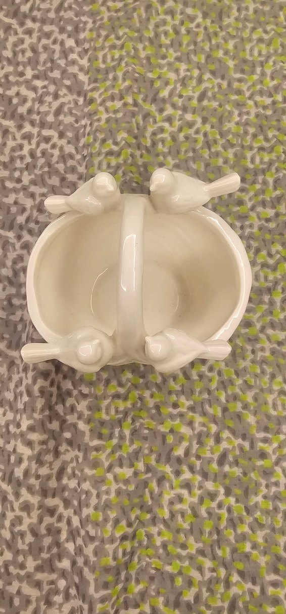 Dekoratif Aksesuar/ŞekerlikBeyaz Kuş Figürlü Seramik Obje - Görsel 4