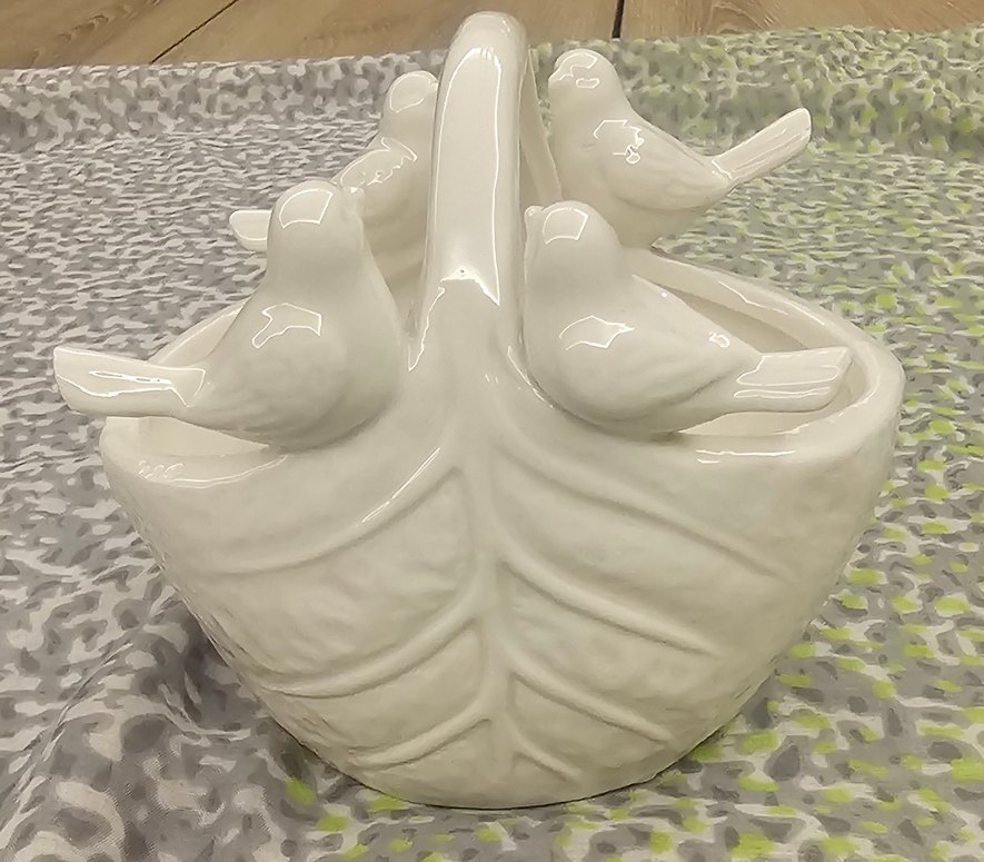 Dekoratif Aksesuar/ŞekerlikBeyaz Kuş Figürlü Seramik Obje - Görsel 3