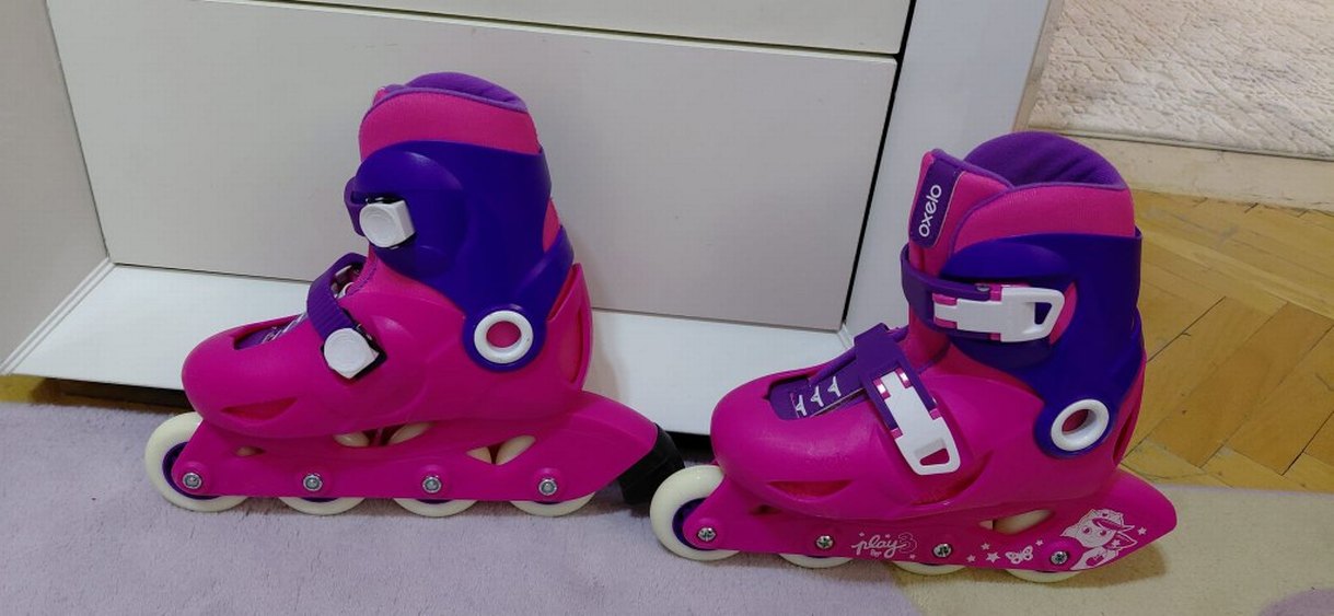 decathlon Çocuk Pateni Pembe Oxelo, kask ve dizlik seti - Görsel 2