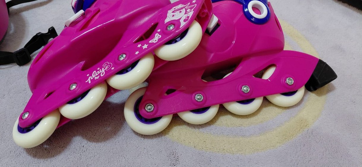 decathlon Çocuk Pateni Pembe Oxelo, kask ve dizlik seti - Görsel 4