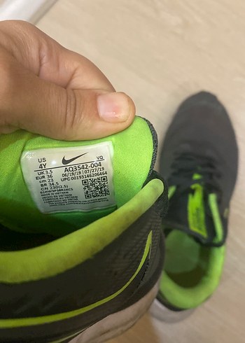 36 Beden Erkek Çocuk Siyah Yeşil Bağcıklı Spor Ayakkabı