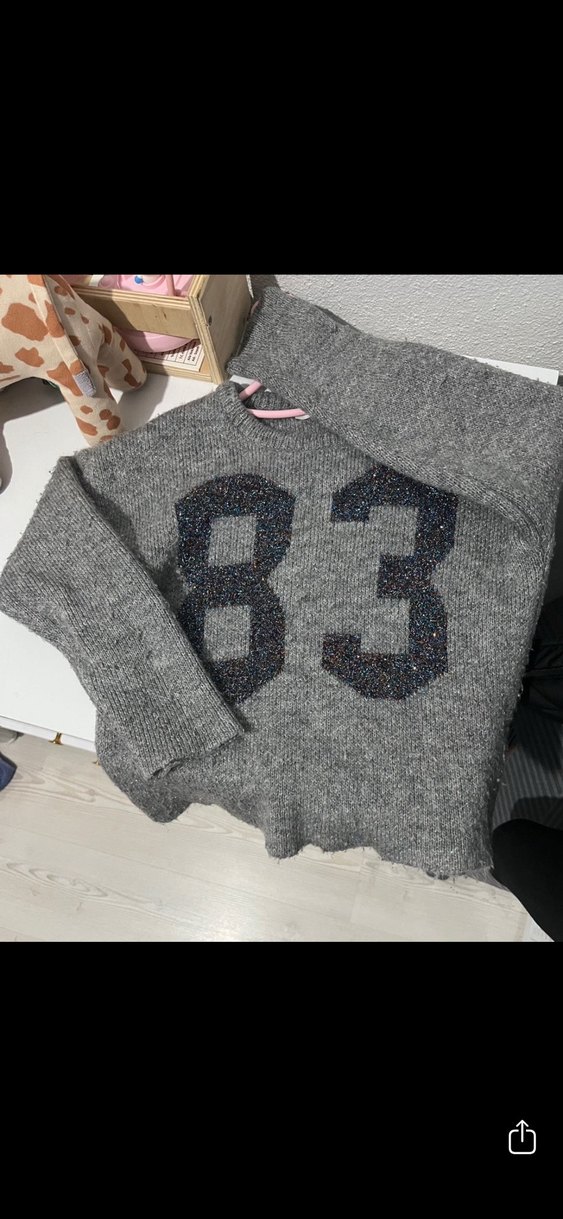 Kız Çocuk Gri Örgü Nakışlı Kazak - Görsel 2