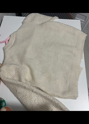 Panço Krem Örgü Kız Çocuk Hırka - Görsel 3