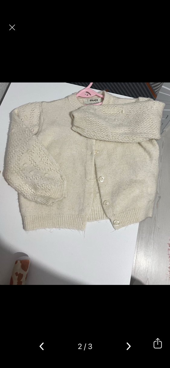 Panço Krem Örgü Kız Çocuk Hırka - Görsel 2