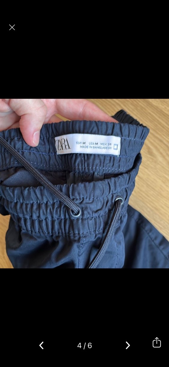 Zara Lacivert Paraşüt Kumaş erkek Rahat Kesim Pantolon - Görsel 3